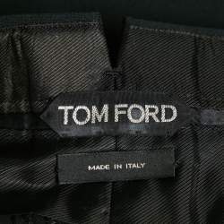 Pre Owned Tom Ford Black Crepe Leather Trim Trousers S