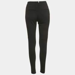 Pre Owned Tom Ford Black Crepe Leather Trim Trousers S