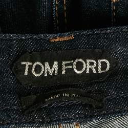 Pre Owned Tom Ford Dark Blue Denim Zipper Detail Skinny Fit Jeans M Waist 28"