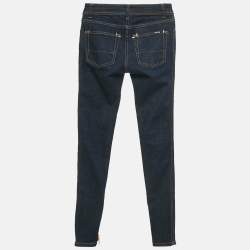 Pre Owned Tom Ford Dark Blue Denim Zipper Detail Skinny Fit Jeans M Waist 28"