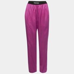 Pre Owned Tom Ford Pink Logo Waistband Silk PJ Pants XS
