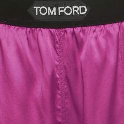 Pre Owned Tom Ford Pink Logo Waistband Silk PJ Pants XS