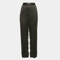 Pre Owned Tom Ford Black Silk Logo Waist band Pajama Pants S