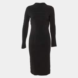 Pre Owned Tom Ford Black Crepe Open Back Midi Dress M