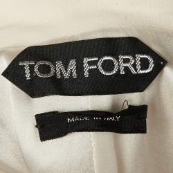 مملوكة مسبقًا فستان توم فورد كريب حرير كريمي ظهر مفتوح بتفاصيل سحاب صغير