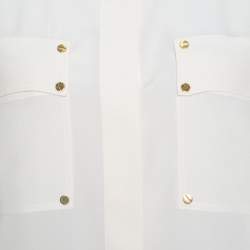 Pre Owned Tom Ford Cream Embellished Silk Epaulette Detail Long Sleeve Blouse S