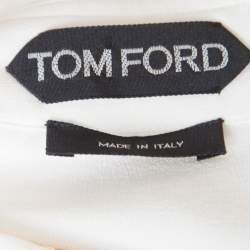 Pre Owned Tom Ford Cream Embellished Silk Epaulette Detail Long Sleeve Blouse S