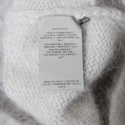 Tom Ford Grey Patterned Mesh Insert Angora V Neck Pullover XS