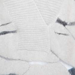 Tom Ford Grey Patterned Mesh Insert Angora V Neck Pullover XS