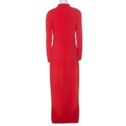 Tom Ford Scarlet Red Stretch Crepe Mesh Paneled Gown L