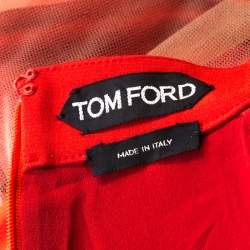 Tom Ford Scarlet Red Stretch Crepe Mesh Paneled Gown L