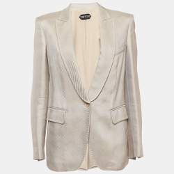 Tom Ford Beige Textured Twill Single Breasted Blazer XS