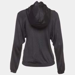 Pre Owned Tom Ford Black Silk Knit Semi Sheer Hooded Jacket S