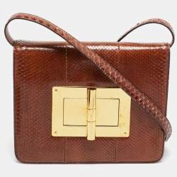 Tom Ford Brown Python Large Natalia Shoulder Bag