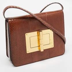 Tom Ford Brown Python Large Natalia Shoulder Bag