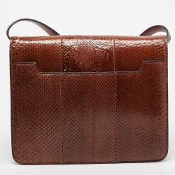 Tom Ford Brown Python Large Natalia Shoulder Bag