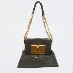 Tom Ford Grey Leather Small Chain Natalia Shoulder Bag