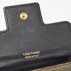 Tom Ford Green Ostrich Leg Leather Flap Card Holder