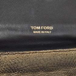 Tom Ford Green Ostrich Leg Leather Flap Card Holder