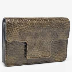 Tom Ford Green Ostrich Leg Leather Flap Card Holder