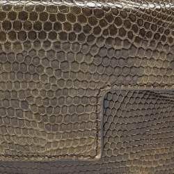 Tom Ford Green Ostrich Leg Leather Flap Card Holder