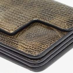 Tom Ford Green Ostrich Leg Leather Flap Card Holder