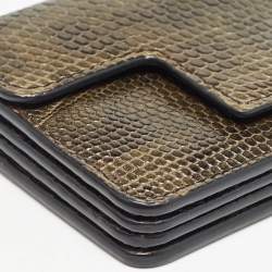 Tom Ford Green Ostrich Leg Leather Flap Card Holder