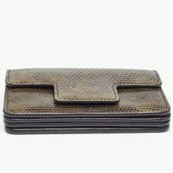 Tom Ford Green Ostrich Leg Leather Flap Card Holder