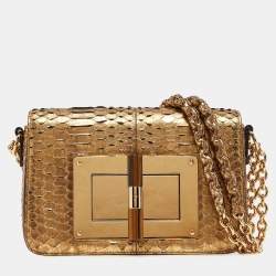 Tom Ford Gold Python Small Chain Natalia Shoulder Bag