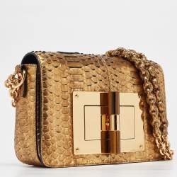 Tom Ford Gold Python Small Chain Natalia Shoulder Bag