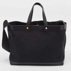 Pre Owned Tom Ford Black Canvas and Leather T Screw Tote