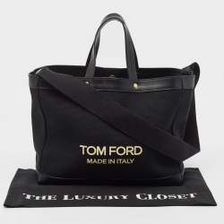 Pre Owned Tom Ford Black Canvas and Leather T Screw Tote