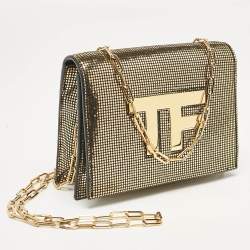 Tom Ford Gold Suede TF Flap Chain Clutch