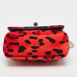 Tom Ford Red/Black Leopard Print Fabric Natalia Chain Shoulder Bag
