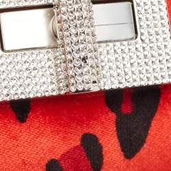 Tom Ford Red/Black Leopard Print Fabric Natalia Chain Shoulder Bag