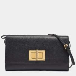 Pre Owned Tom Ford Black Leather Natalia Clutch Bag