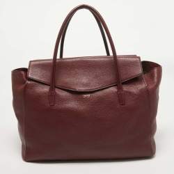 Tom Ford Dark Red Leather Turn-Lock Natalia Tote