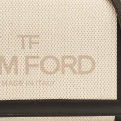 Tom Ford Beige/Black Logo Print Canvas and Leather Flap Wallet on Strap