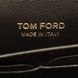 Tom Ford Beige/Black Logo Print Canvas and Leather Flap Wallet on Strap