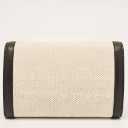 Tom Ford Beige/Black Logo Print Canvas and Leather Flap Wallet on Strap