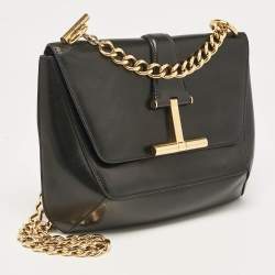 Tom Ford Black Leather Tara Chain Shoulder Bag