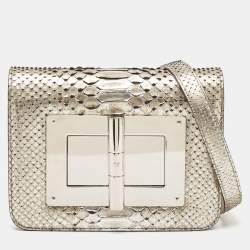 Pre Owned Tom Ford Silver Python Small Natalia Crossbody Bag
