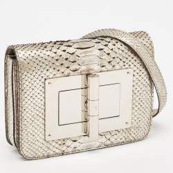Pre Owned Tom Ford Silver Python Small Natalia Crossbody Bag