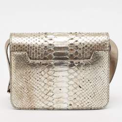Pre Owned Tom Ford Silver Python Small Natalia Crossbody Bag
