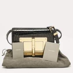 Tom Ford Black Shine Alligator Small Natalia Crossbody Bag