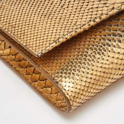 Tom Ford Gold Alix Python Zip & Padlock Clutch