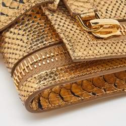 Tom Ford Gold Alix Python Zip & Padlock Clutch