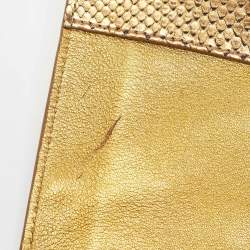 Tom Ford Gold Alix Python Zip & Padlock Clutch