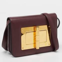 Pre Owned Tom Ford Burgundy Leather Small Natalia Crossbody Bag