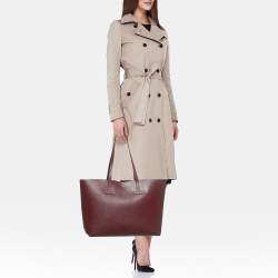 Tom Ford Burgundy Leather Small T Tote
